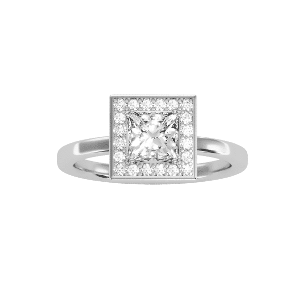 Princess Cut Square Halo Plain Engagement Ring