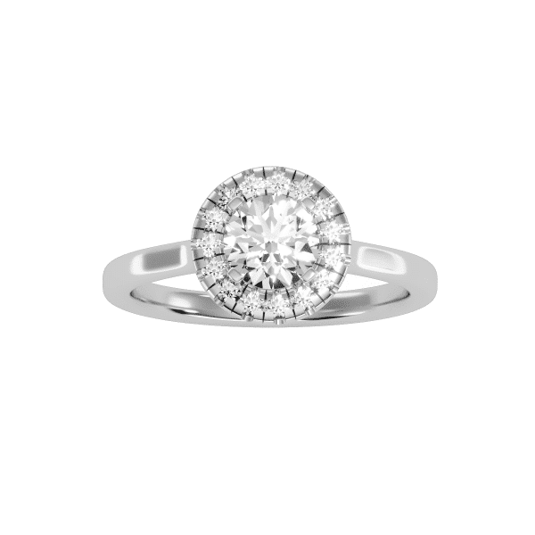 Round Cut Cathedral Halo Plain Engagement Ring