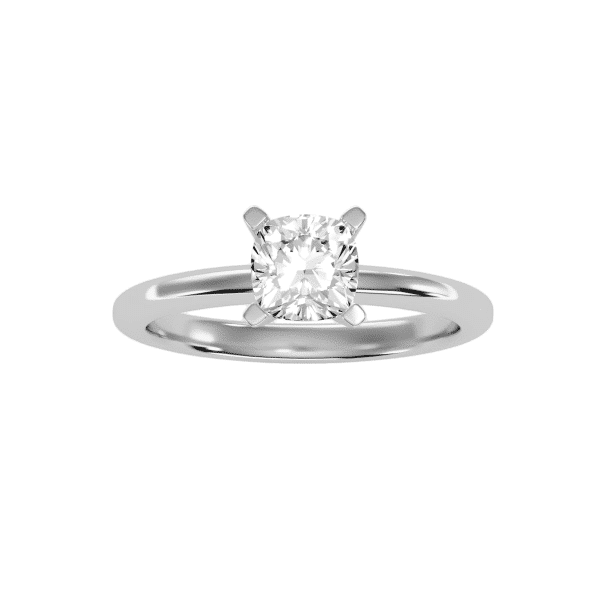 Round Cut High Dome 4 Claws Plain Solitaire Engagement Ring