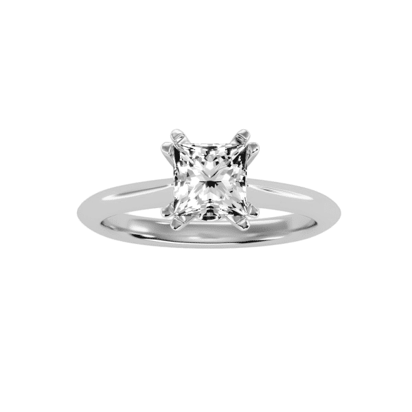 Princess Cut Hidden Knife Edge Double Claws Solitaire Engagement Ring