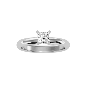 princess cut simple solitaire engagement ring with 18k rose gold metal and round shape diamond