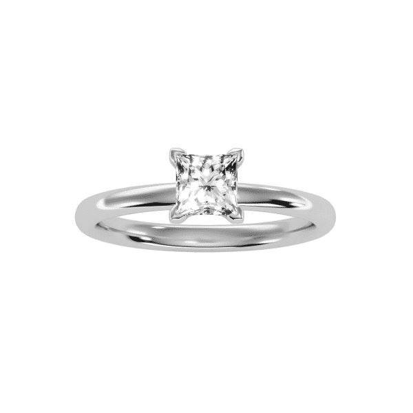 Princess Cut High Dome 4 claws Solitaire Engagement Ring