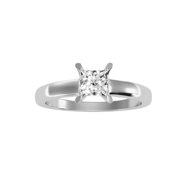 Princess Cut Flare Tension Set Solitaire Engagement Ring