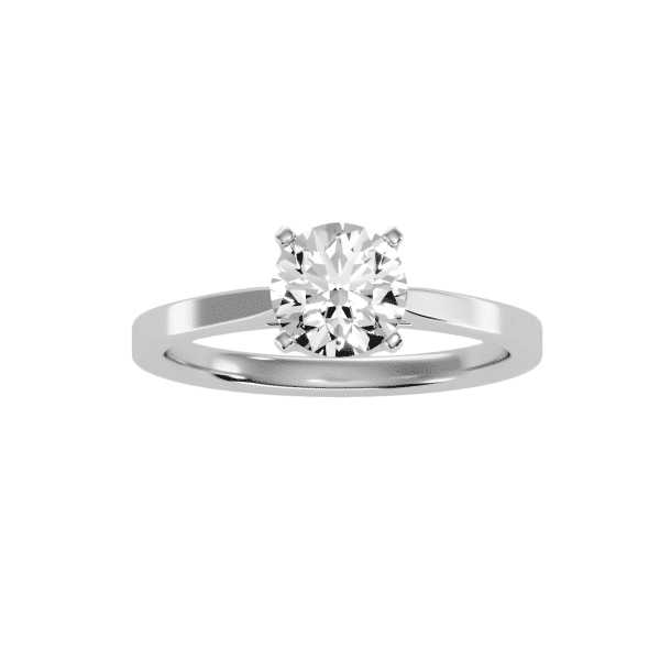 Round Cut Flower Claws Solitaire Engagement Ring