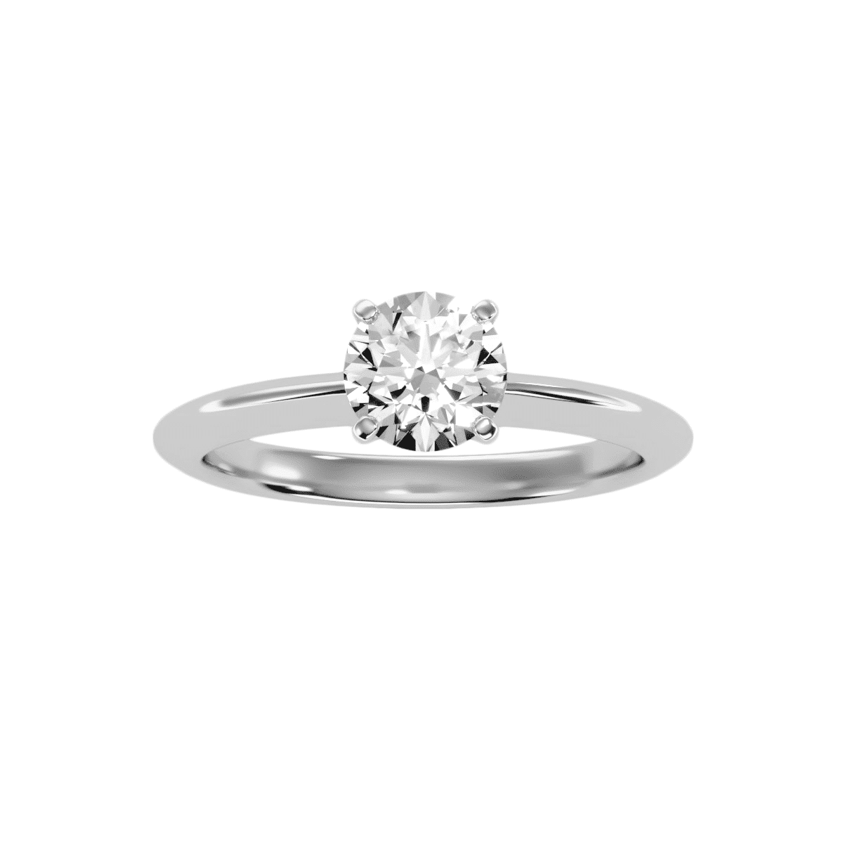 Round Cut Classic 4 Claws Knife Edge Solitaire Engagement Ring