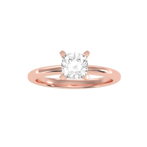 round cut high dome 4 claws plain solitaire engagement ring with 18k rose gold metal and round shape diamond