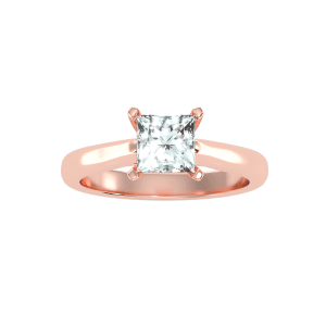 princess cut hidden solitaire tapered engagement ring with 18k rose gold metal and princess shape diamond