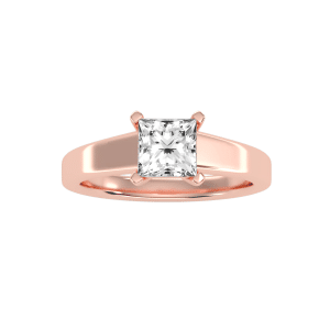 princess cut flare flat solitaire engagement ring with 18k rose gold metal and princess shape diamond
