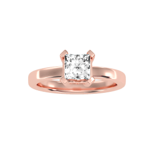 princess cut high raised invisible halo engagement ring with 18k rose gold metal and princess shape diamond