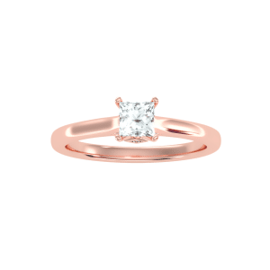 princess cut cathedral hidden solitaire engagement ring with 18k rose gold metal and princess shape diamond