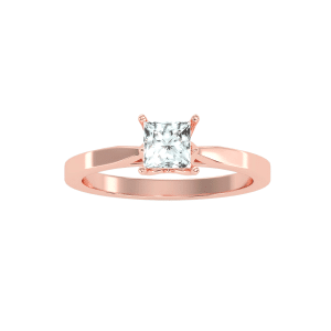 princess cut tapered tulip solitaire engagement ring with 18k rose gold metal and princess shape diamond