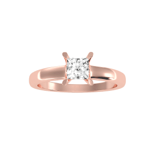 princess cut flare tension set solitaire engagement ring with 18k rose gold metal and princess shape diamond