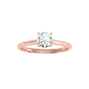 round cut cathedral 4 claws solitaire engagement ring with 18k rose gold metal and round shape diamond