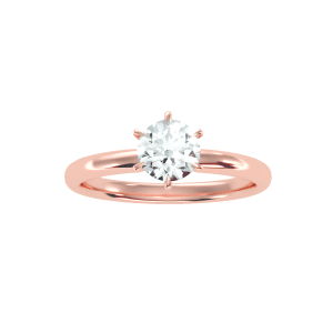 round cut tiger claws high dome solitaire engagement ring with 18k rose gold metal and round shape diamond