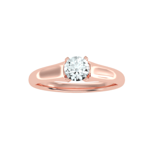 round cut flare 4 claws solitaire engagement ring with 18k rose gold metal and round shape diamond