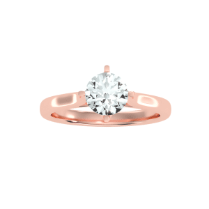 round cut cathedral flower solitaire engagement ring with 18k rose gold metal and round shape diamond