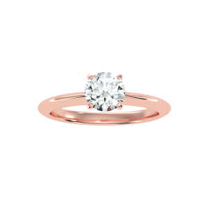 round cut classic 4 claws knife edge solitaire engagement ring with 18k rose gold metal and round shape diamond