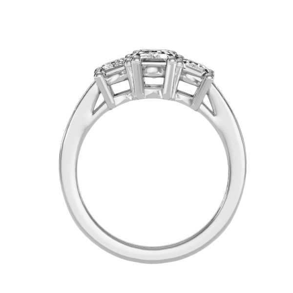 Emerald Shape Three Stone Channel-Set Engagement Ring