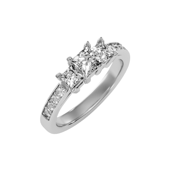Princess Shape Three Stone Diamond Engagement Ring