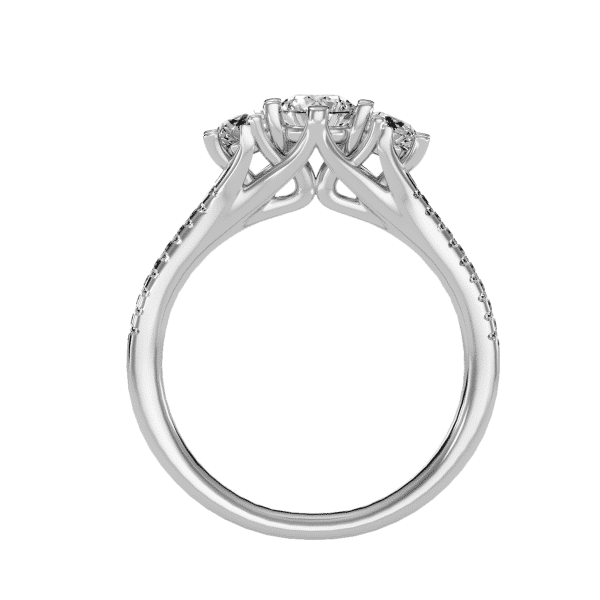 Round Trio Twin Band Micropave Diamond Enagement Ring