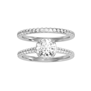 round cut halo tiger claws with matching wedding band with platinum 950 metal and round shape diamond