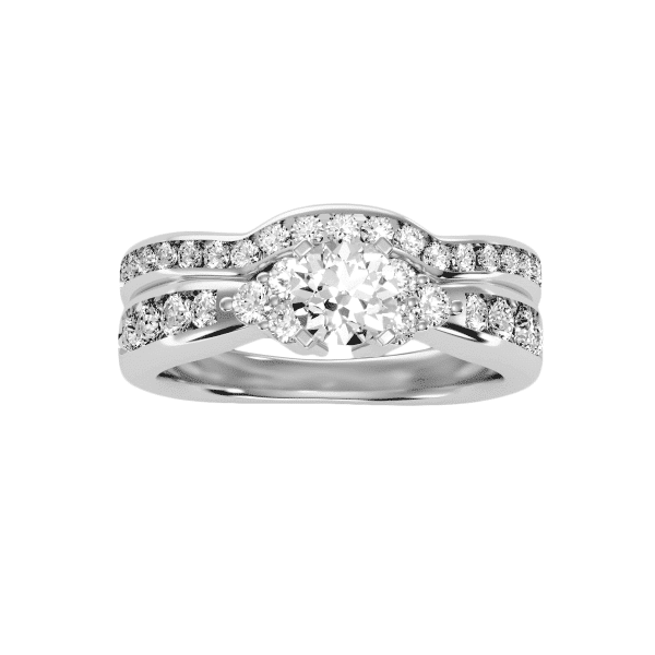 Round Cut Tapered Shank Channel-Set With Matching Wedding Band