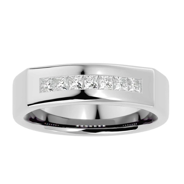 Square Diamonds Round Edge Comfort Fit Men's Wedding Ring