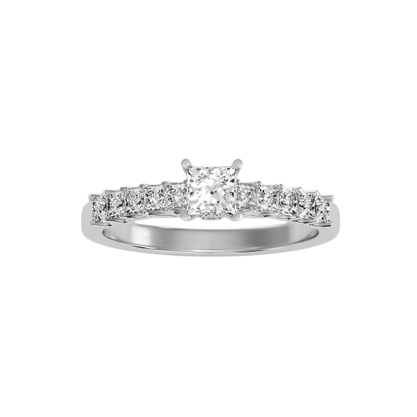 Princess Cut Scallop-Set Hidden Diamond Solitaire Engagement Ring