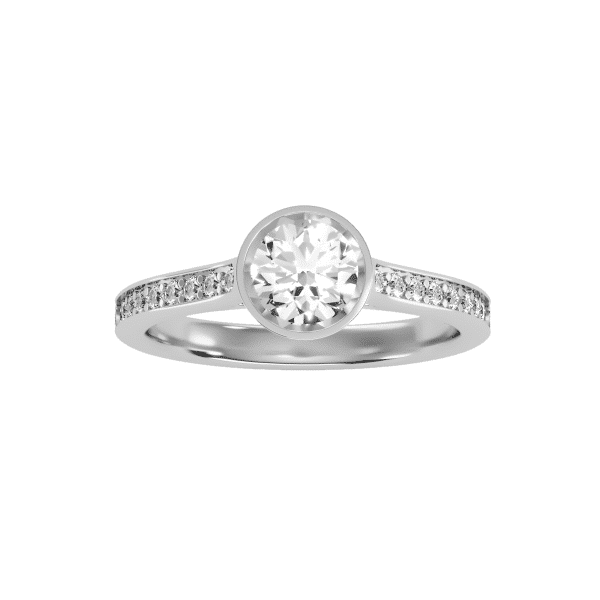 Round Cut Bezel Set Pinpointed-Set Solitaire Diamond Engagement Ring