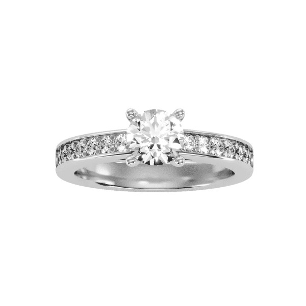 Round Cut Hidden Bezel 4 Claws Pinpointed-Set Solitaire Diamond Engagement Ring