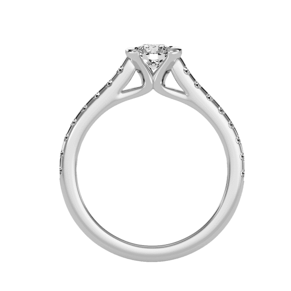 Round Cut Bar-Set Cathedral Pave-Set Solitaire Engagement Ring