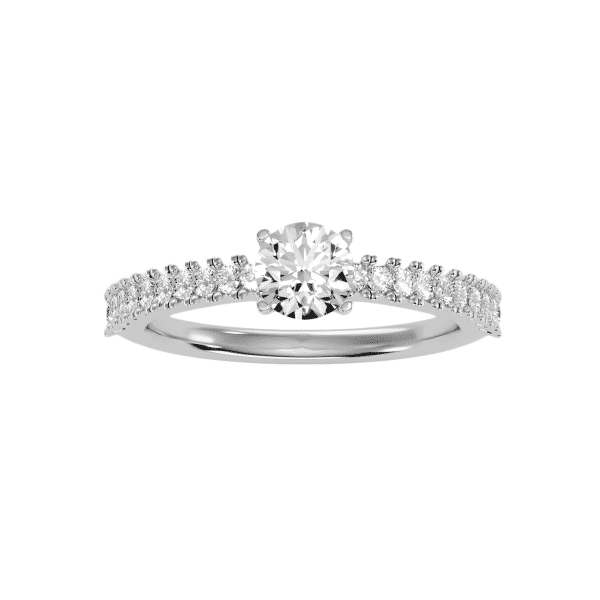 Round Cut Hidden 4 Claws Scallop-Set Diamond Solitaire Engagement Ring