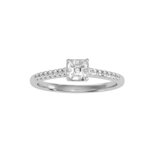 four claws hidden bezel cathedral pave-set diamond engagement ring with platinum 950 metal and princess shape diamond
