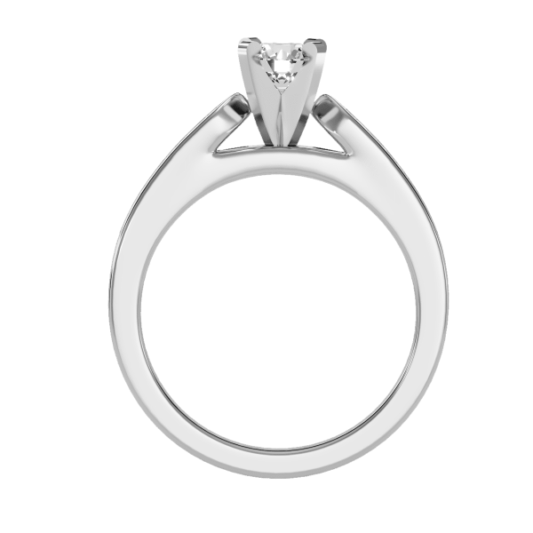 Round Cut Tall Shoulder Tapered Channel-Set Diamond Solitaire Engagement Ring
