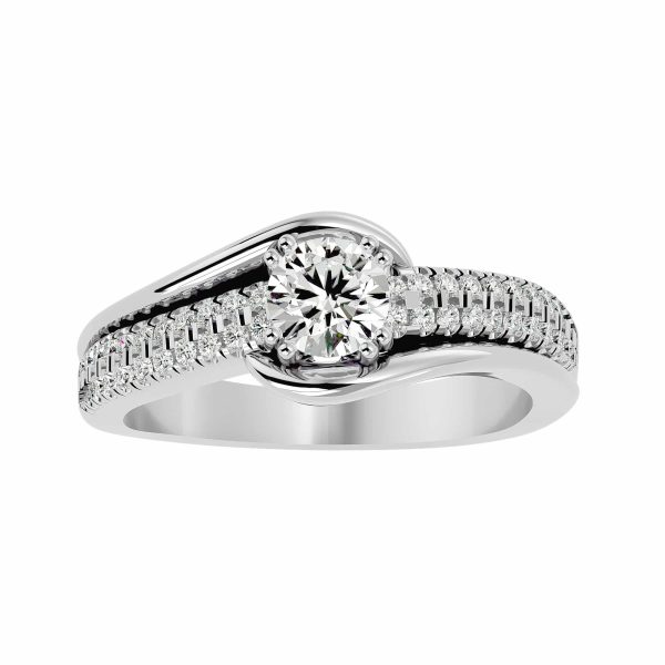 Round Cut Double Curl Claws MicroPave Solitaire Diamond Engagement Ring