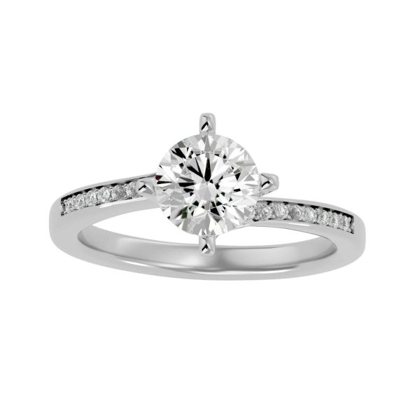 Round Cut Twisted Pinpoint-Set Solitaire Diamond Engagement Ring