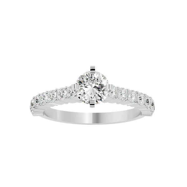 Round Cut Honey Cone Shared-Claw Solitaire Diamond Engagement Ring