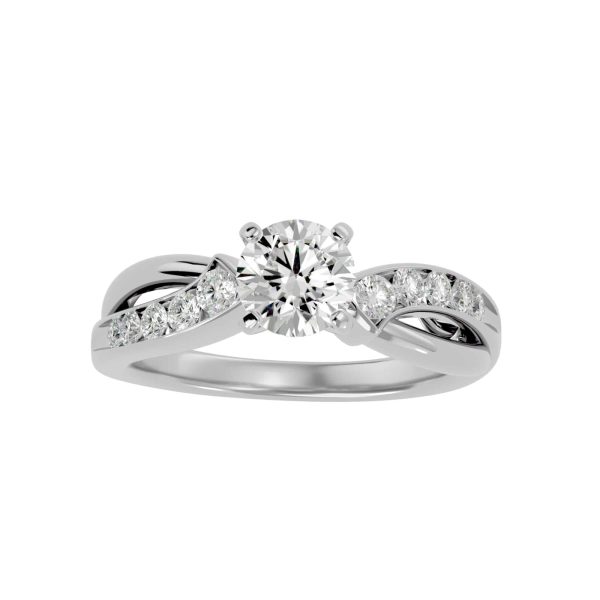 Josephine Round Cut 4 Claws Twisted Channel-Set Solitaire Diamond Engagement Ring