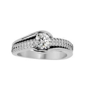 josephine twisted micropave-set solitaire diamond engagement ring with 18k rose gold metal and cushion shape diamond