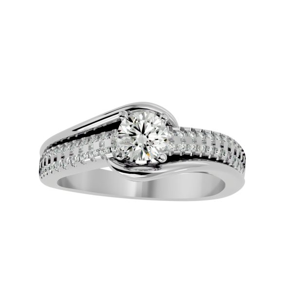 Lucy Round Cut MicroPave 4 Claws Twisted Solitaire Diamond Engagement Ring