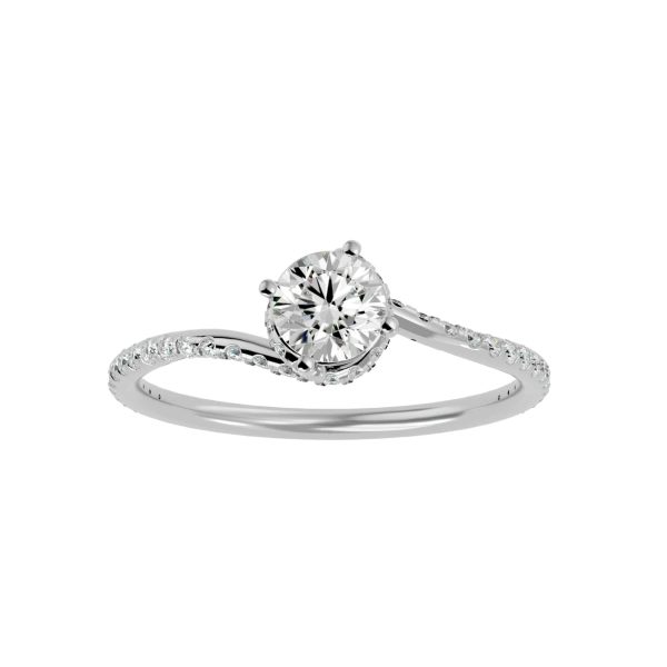 Josephine Round Cut Petite Double Twisted Hidden Pave-Set Diamond Solitaire Engagement Ring