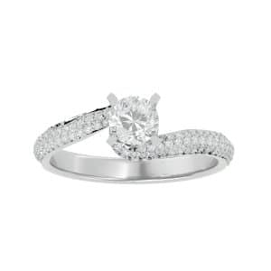 josephine round twisted micropave-set diamond engagement ring with 18k rose gold metal and cushion shape diamond