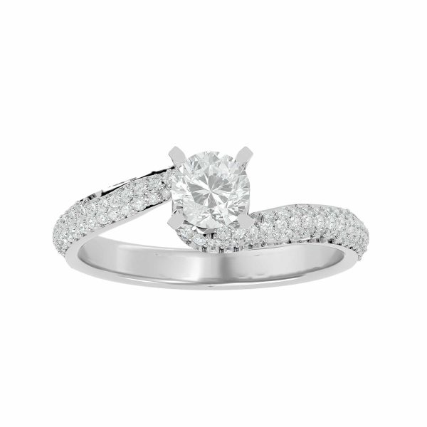 Josephine Round Cut 4 Claws Twisted MicroPave-Set Halo Diamond Engagement Ring