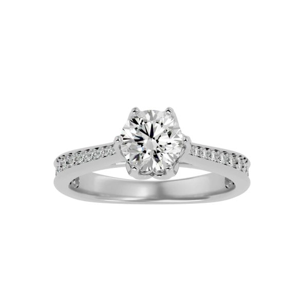 Round Cut 6 Claws Tapered Pinpoint-Set Vintage Solitaire Diamond Engagement Ring