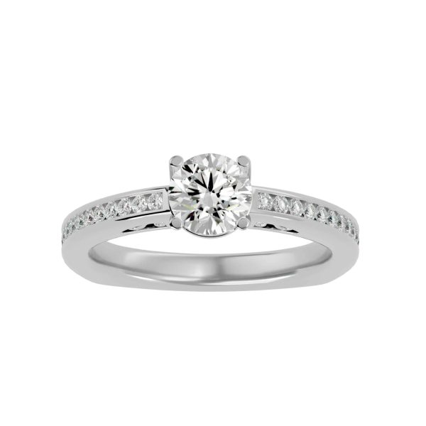 SkyGem & Co. Round Cut Carved 3/4 Way Channel-Set Diamond Solitaire Engagement Ring