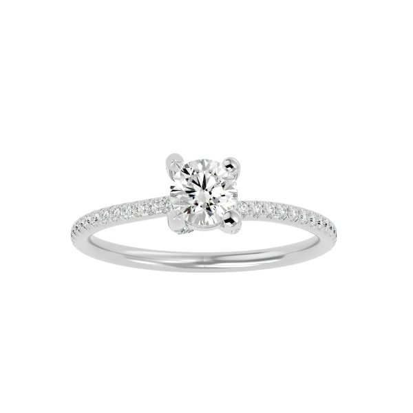 Josephine Round Cut Petite Twist Claws Pave-Set Diamond Solitaire Engagement Ring