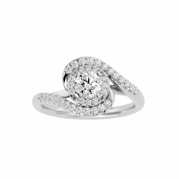 Round Cut Twisted Halo MicroPave-Set Diamond Engagement Ring