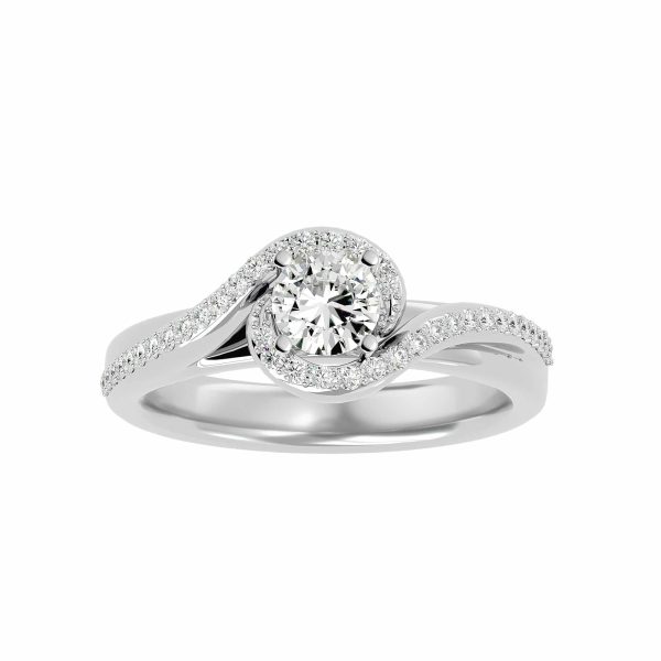 Round Cut Stacked Twirl Halo MicroPave-Set Diamond Engagement Ring