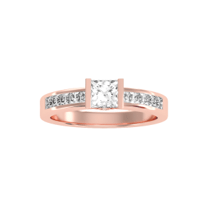 princess cut bar-set hidden diamond solitaire engagement ring with 18k rose gold metal and princess shape diamond
