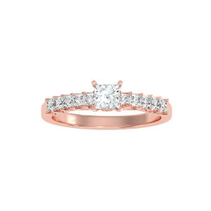 princess cut scallop-set hidden diamond solitaire engagement ring with 18k rose gold metal and princess shape diamond